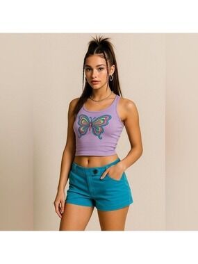 Vintage Y2K Red Camel Bright Blue Low Rise Shorts – Size 9